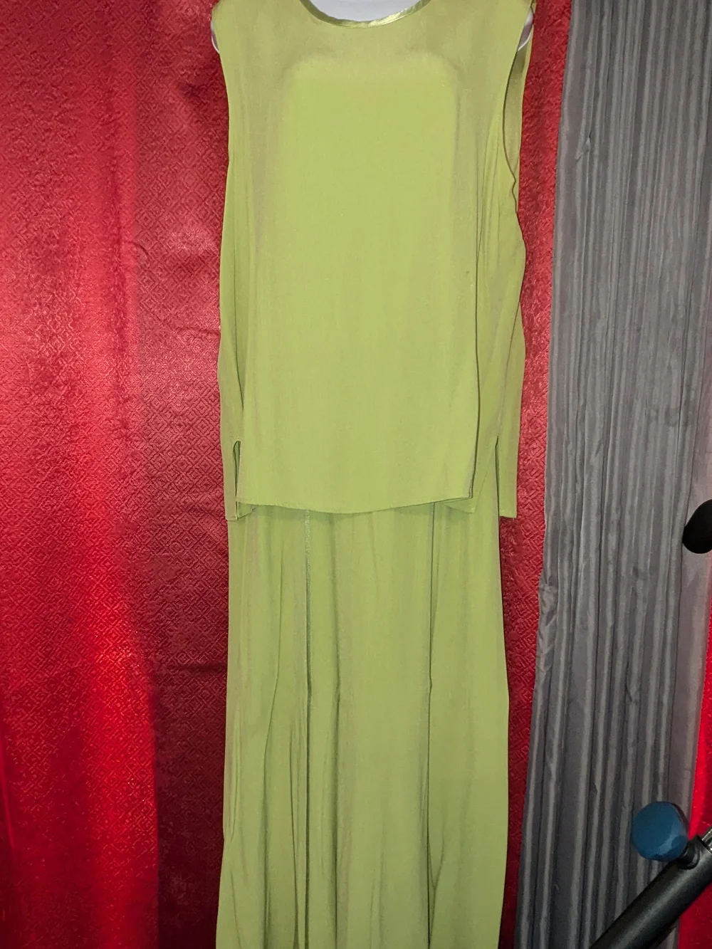 Lime Green Draped Three-Piece Ensemble